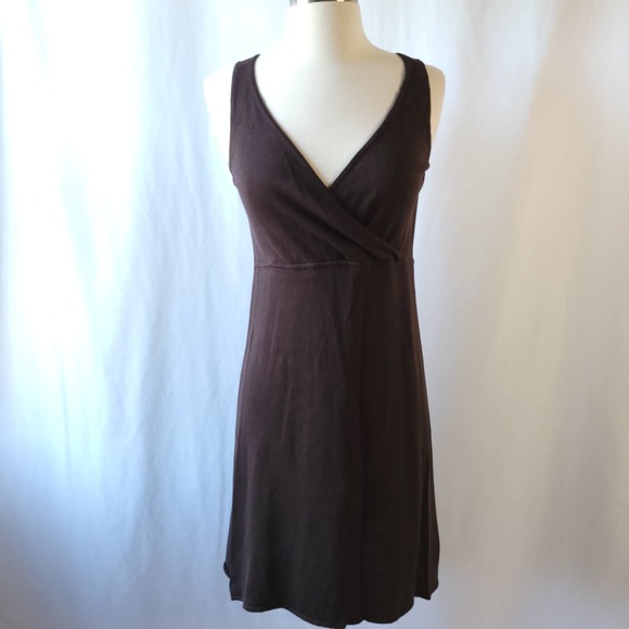 Eileen Fisher Dresses & Skirts - Eileen Fisher Brown Silk Viscose Knit V-Veck Faux Wrap Tank Dress Size XS